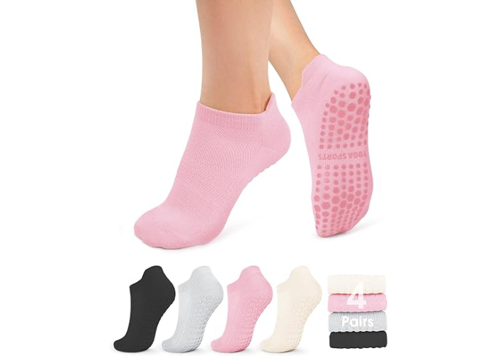 YeuG 4/6 Paar Pilates-Socken für Damen – rutschfeste Grip-Socken für Yoga, Barre, Krankenhaus, Barfuß